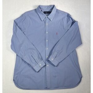 Ralph Lauren Checkerd Shirt  , Blue/white Pink Pony Logo ,Mens Long Sleeve XXl